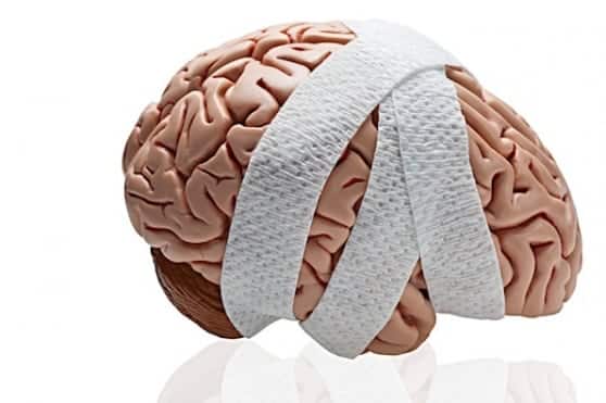 brain with bandage