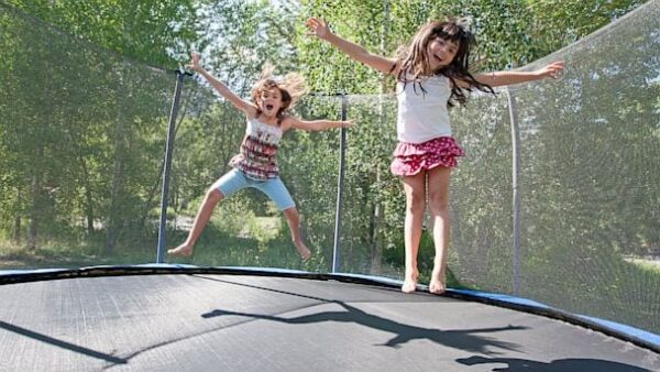 children on trampoline