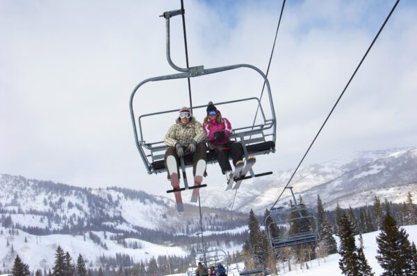 Young Couple on the Chair Lift
