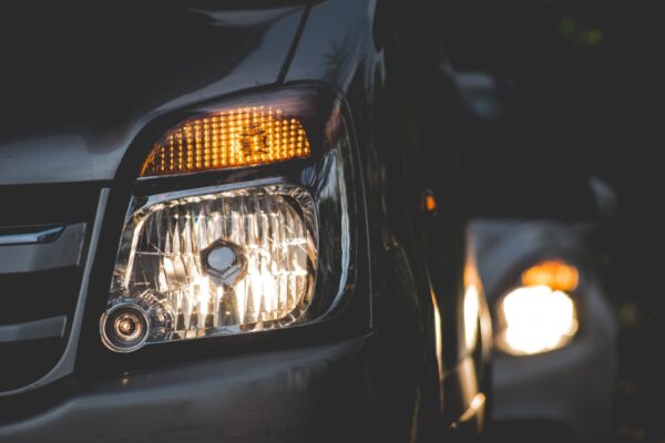 car headlights at night
